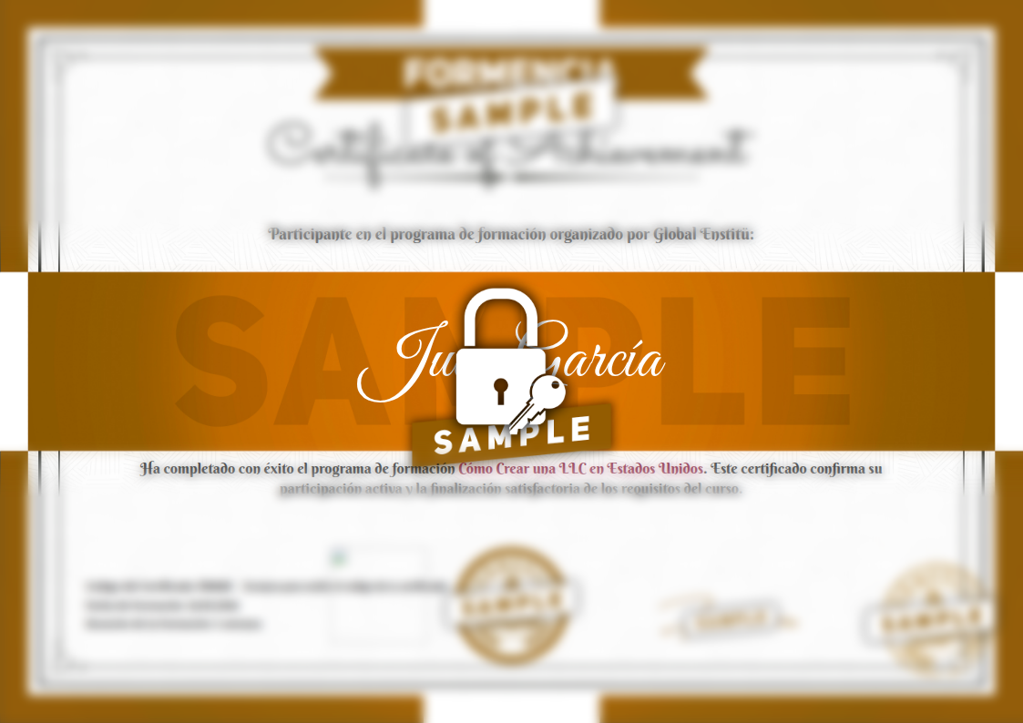 Certificado Cómo Crear una LLC en Estados Unidos de Muestra
