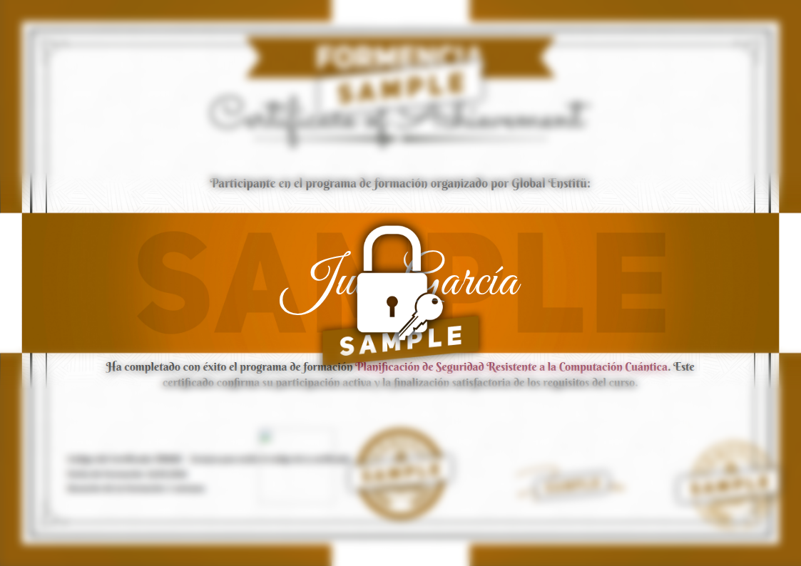 Certificado Planificación de Seguridad Resistente a la Computación Cuántica de Muestra