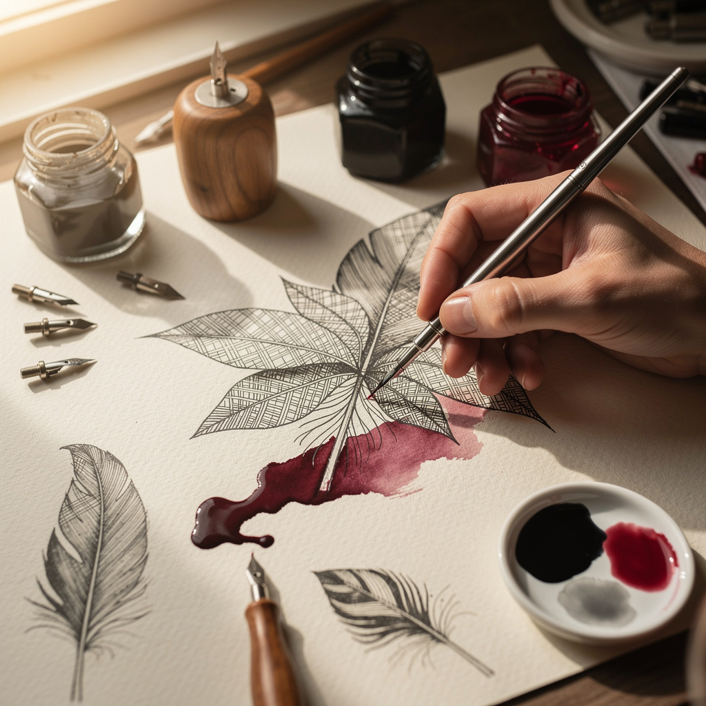Ilustración a tinta y pluma