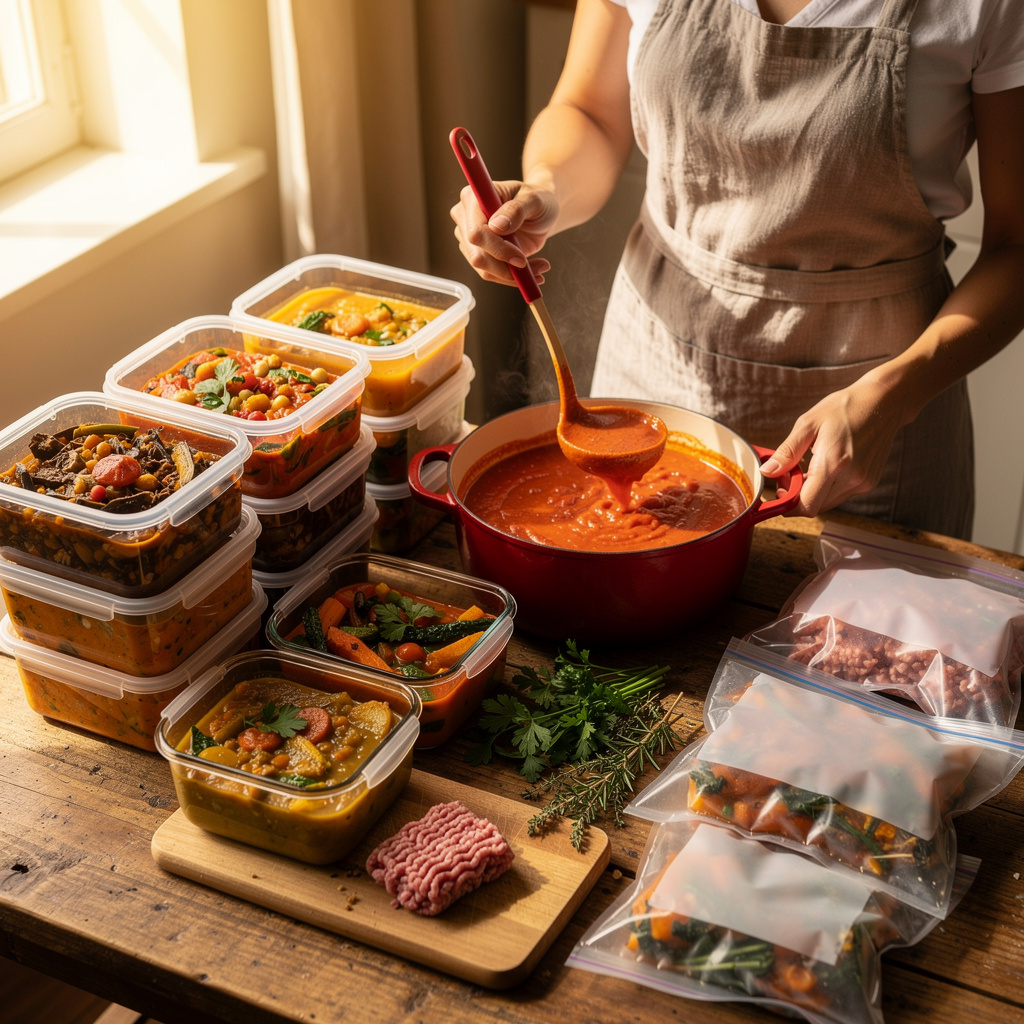 Cocina por lotes y comidas congeladas